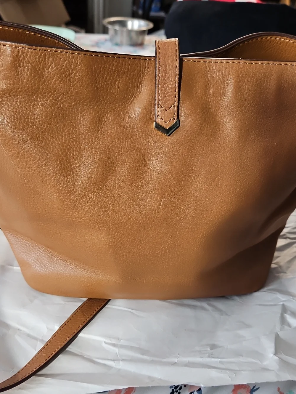 Stella & Dot Covet Sunday Tan Leather Crossbody Shoulder Bag